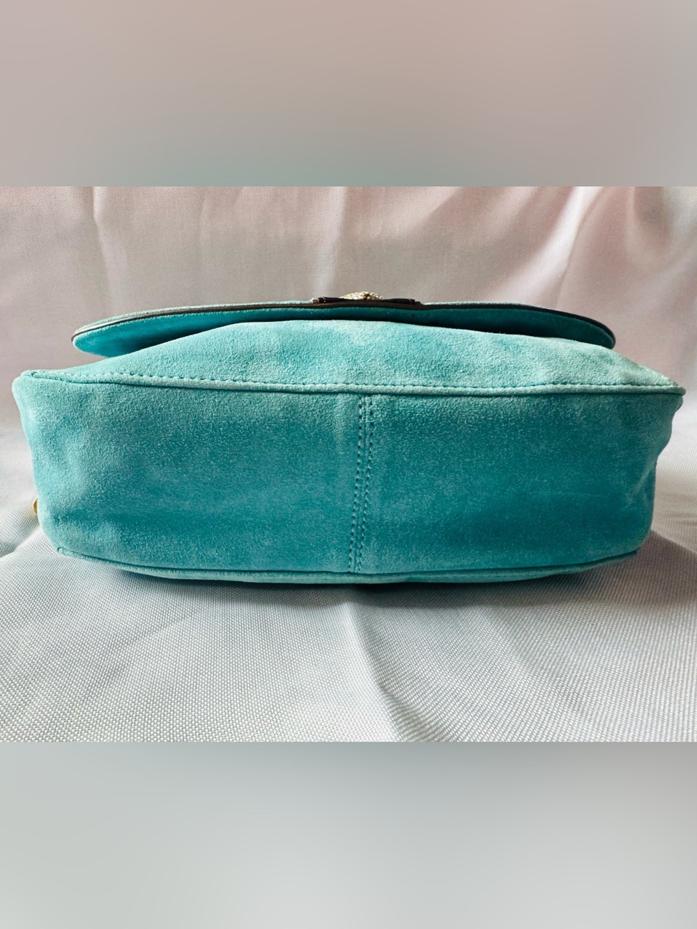 Rare Juicy Couture Y2K Teal Velour Rhinestone Darling Couture Shoulder Bag - Picture 6 of 12